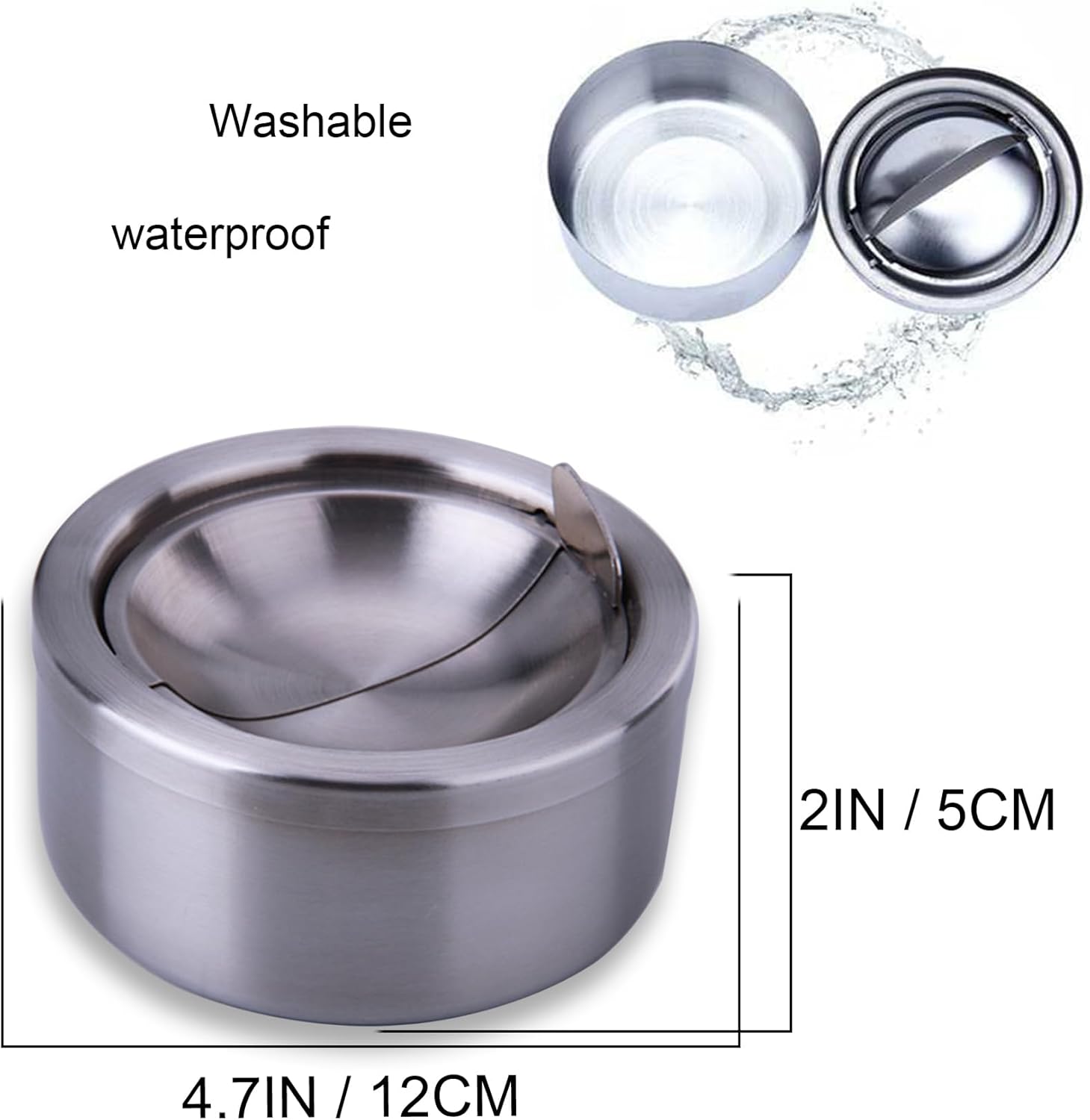 Hanlongyu Windproof Stainless Steel Ashtray with Lid