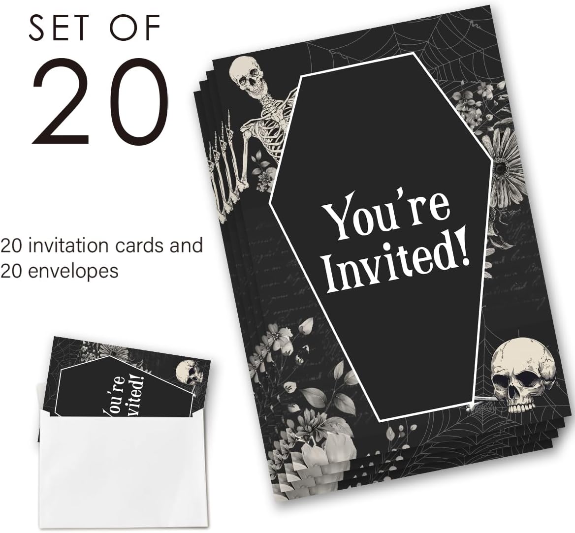 Halloween Party Invites Set of 20 with Envelopes Double Sided Blank Cards