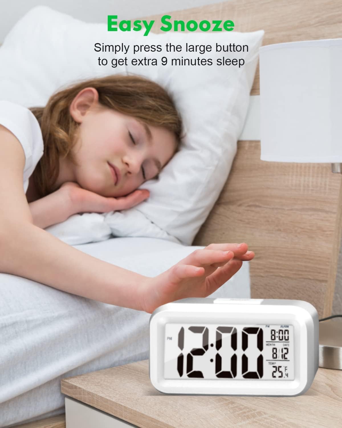 45 Inch LCD Digital Alarm Clock with Temperature and Calendar