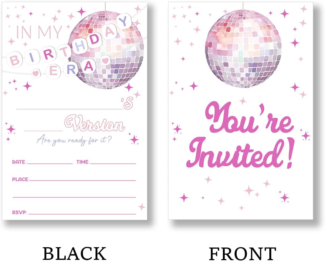 Girl Birthday Party Invitations with Envelopes Set of 20