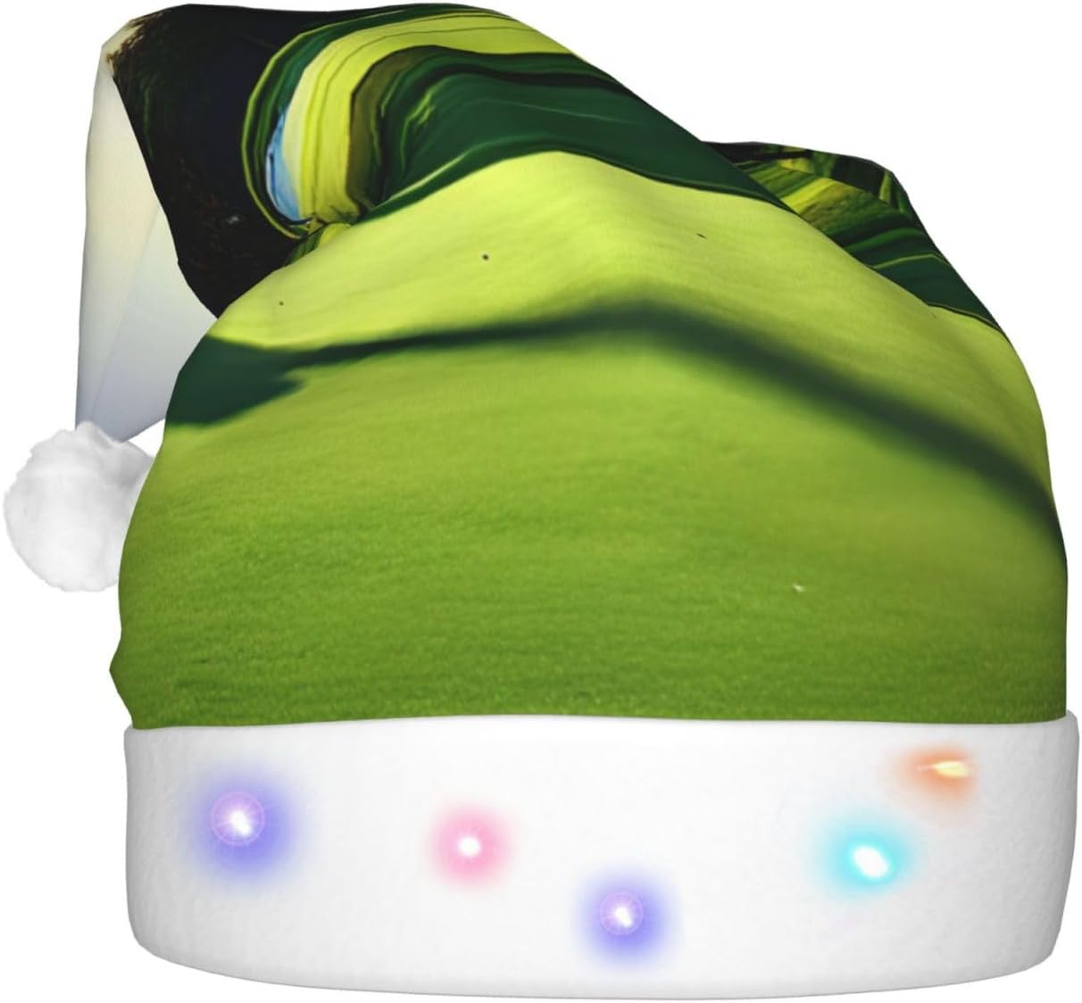 Golf Course Print Christmas Hat with LED Lights