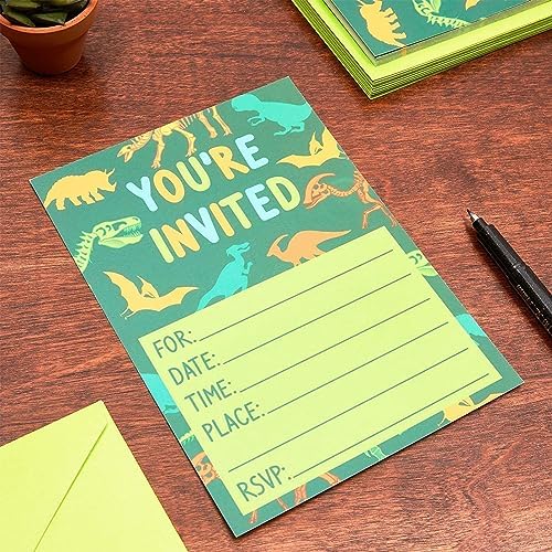 Blue Panda Green Dinosaur Party Invitations 5x7 36 Pack Kids Birthday Invites