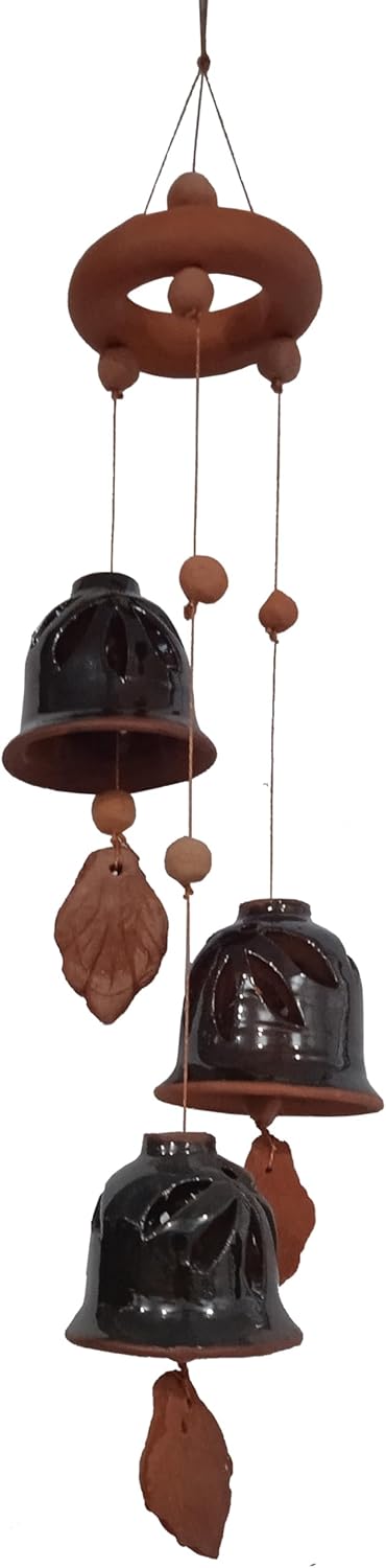 Purpledip Terracotta Wind Chime with 3 Bells
