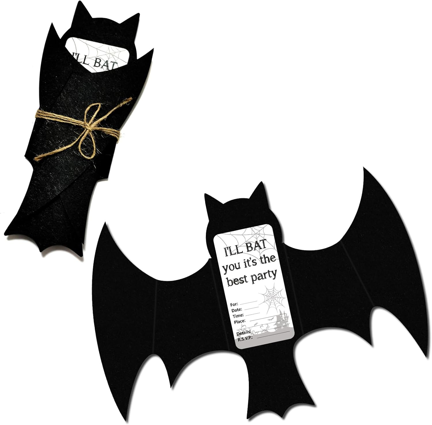 Superhero Party Favor Invitations 20PCS 3D Black Bats Cards