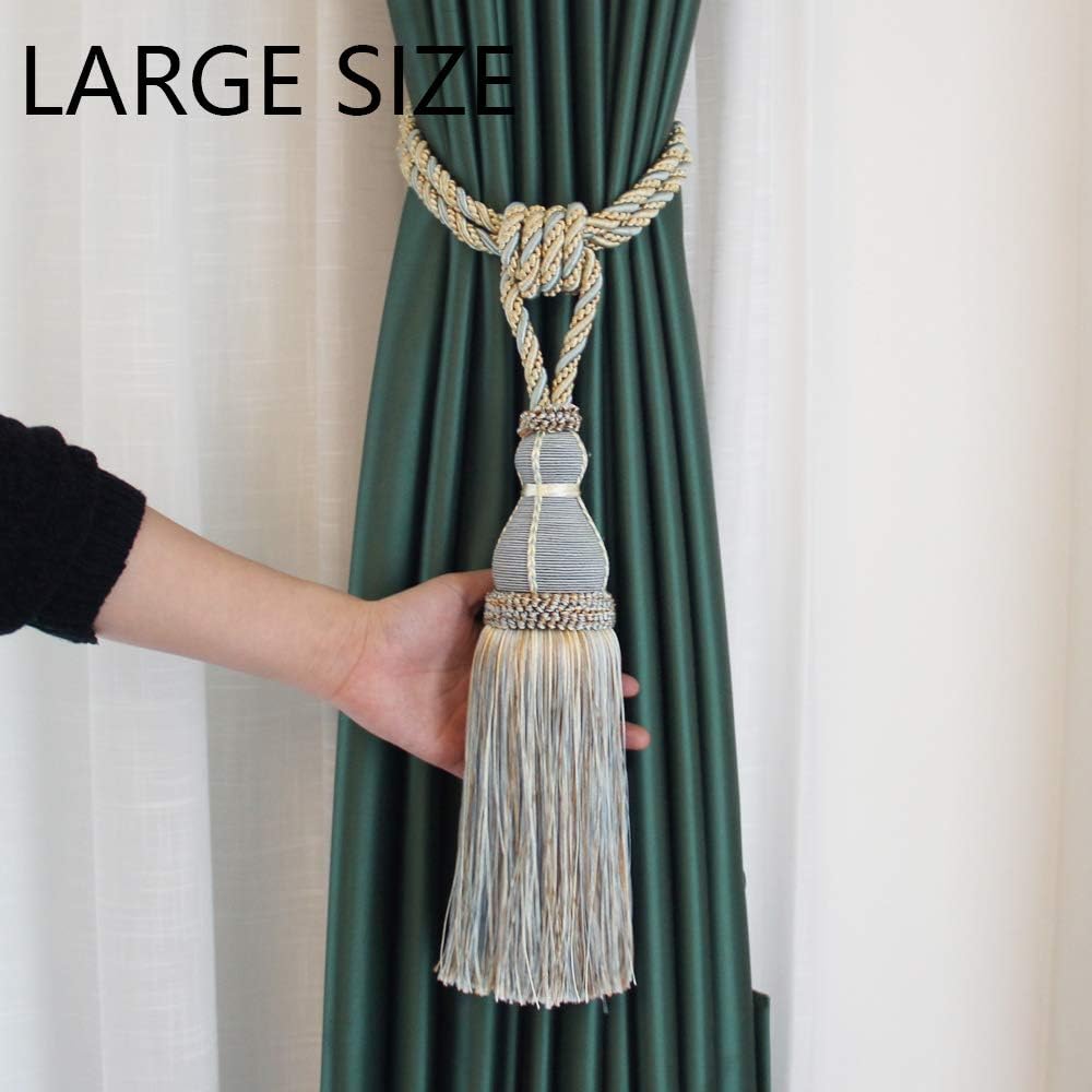 BEL AVENIR 2 Pack Green Tassel Curtain Holdbacks
