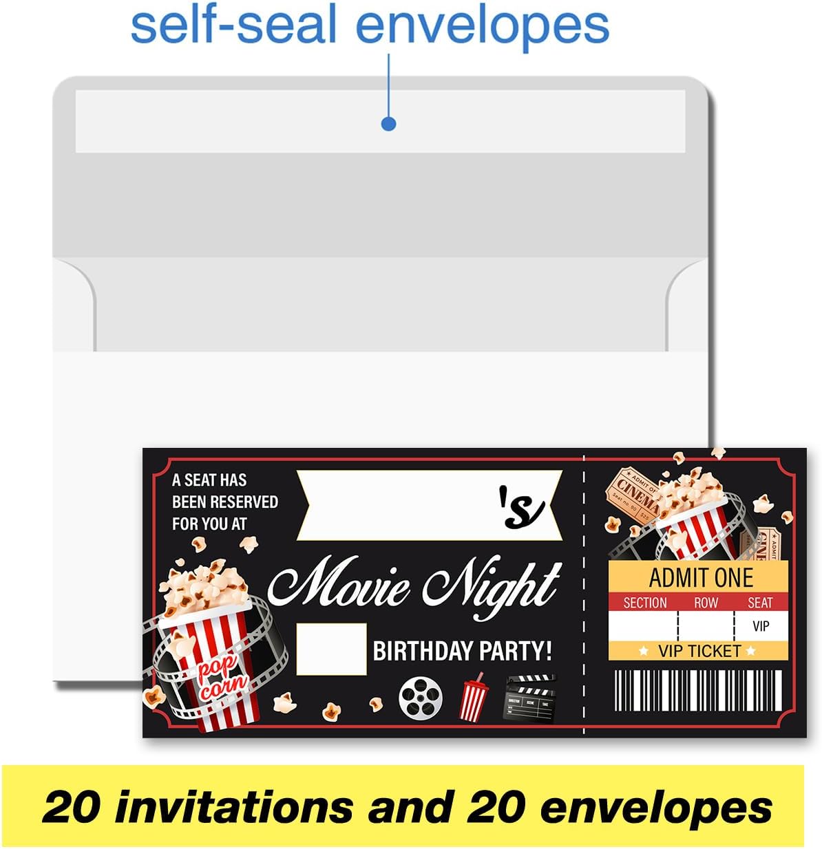 VAHATAN Movie Theme Party Invitations Set 20 Pack