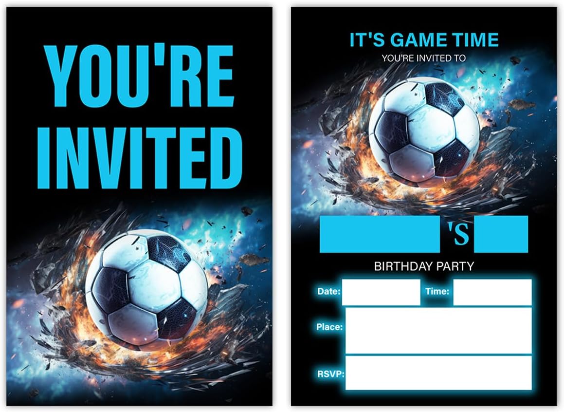 Soccer Birthday Invitations With Envelopes Set of 20