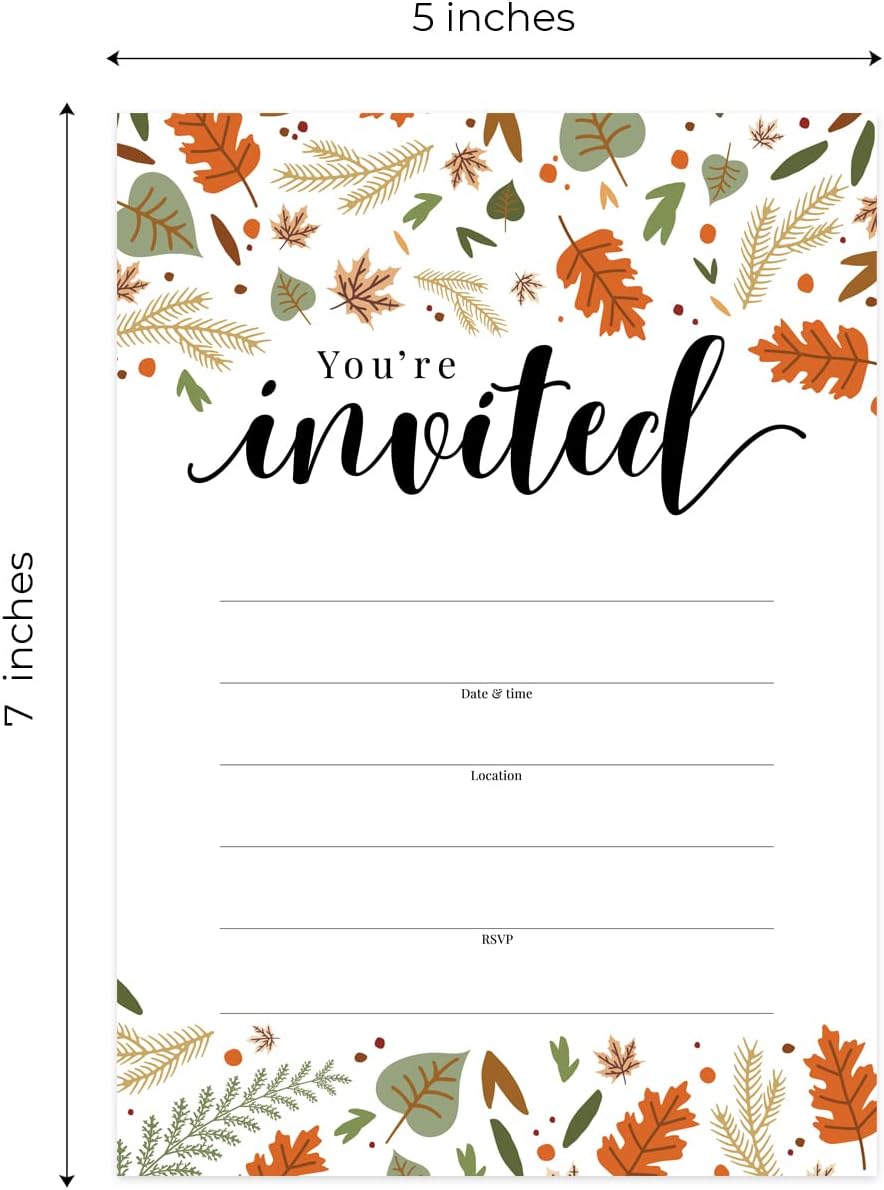Canopy Street Autumn Leaves Party Invitations 5x7