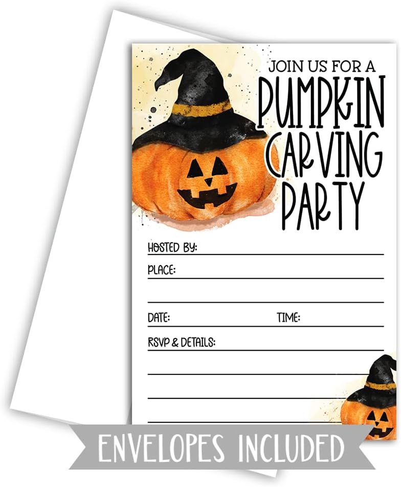 Pumpkin Carving Party Halloween Invitations 4x6
