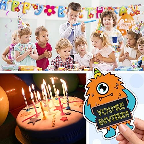 RZHV 15 Pack Monster Birthday Invitations Cards