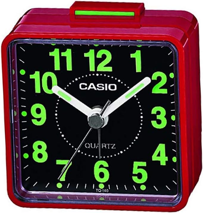 Casio TQ140 Travel Alarm Clock Red