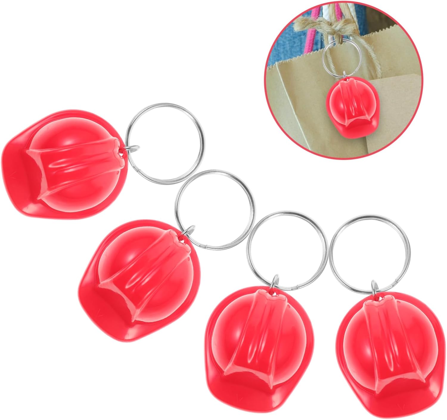 Amosfun 4pcs Construction Helmet Keychain Set