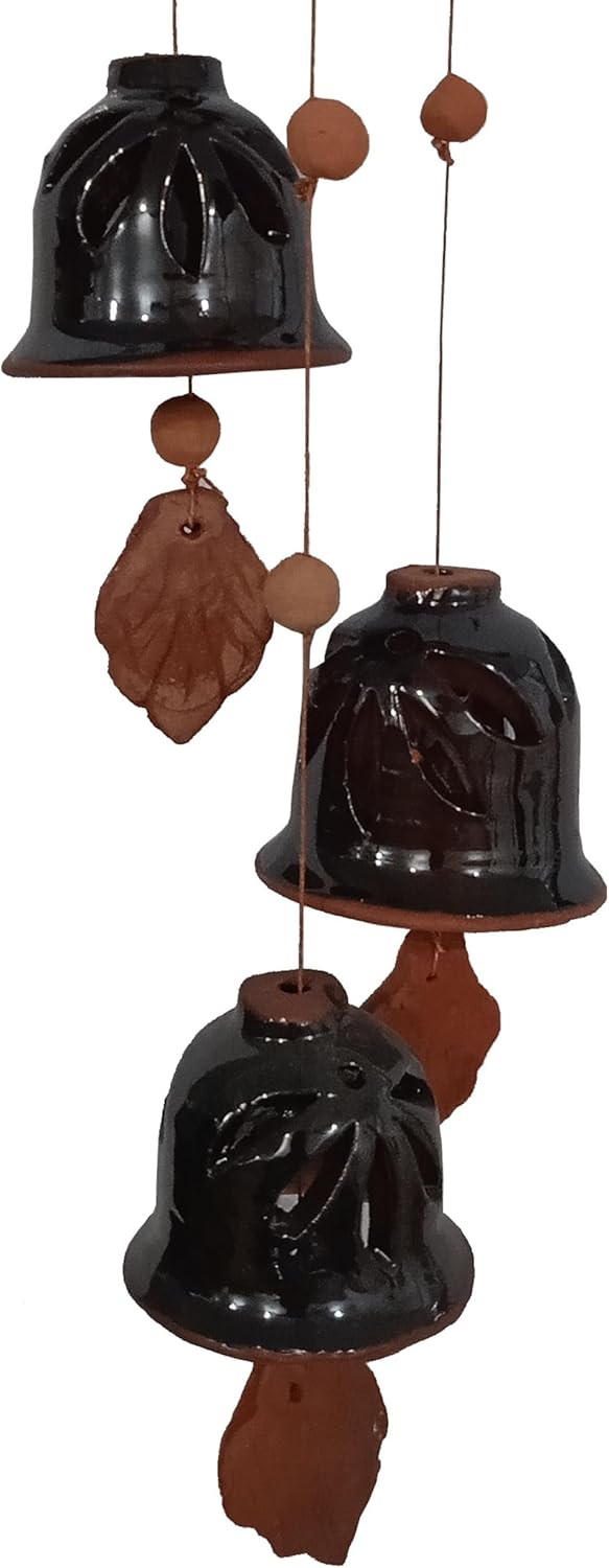 Purpledip Terracotta Wind Chime with 3 Bells