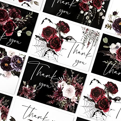 30 Pack Halloween Floral Thank You Cards with Envelopes