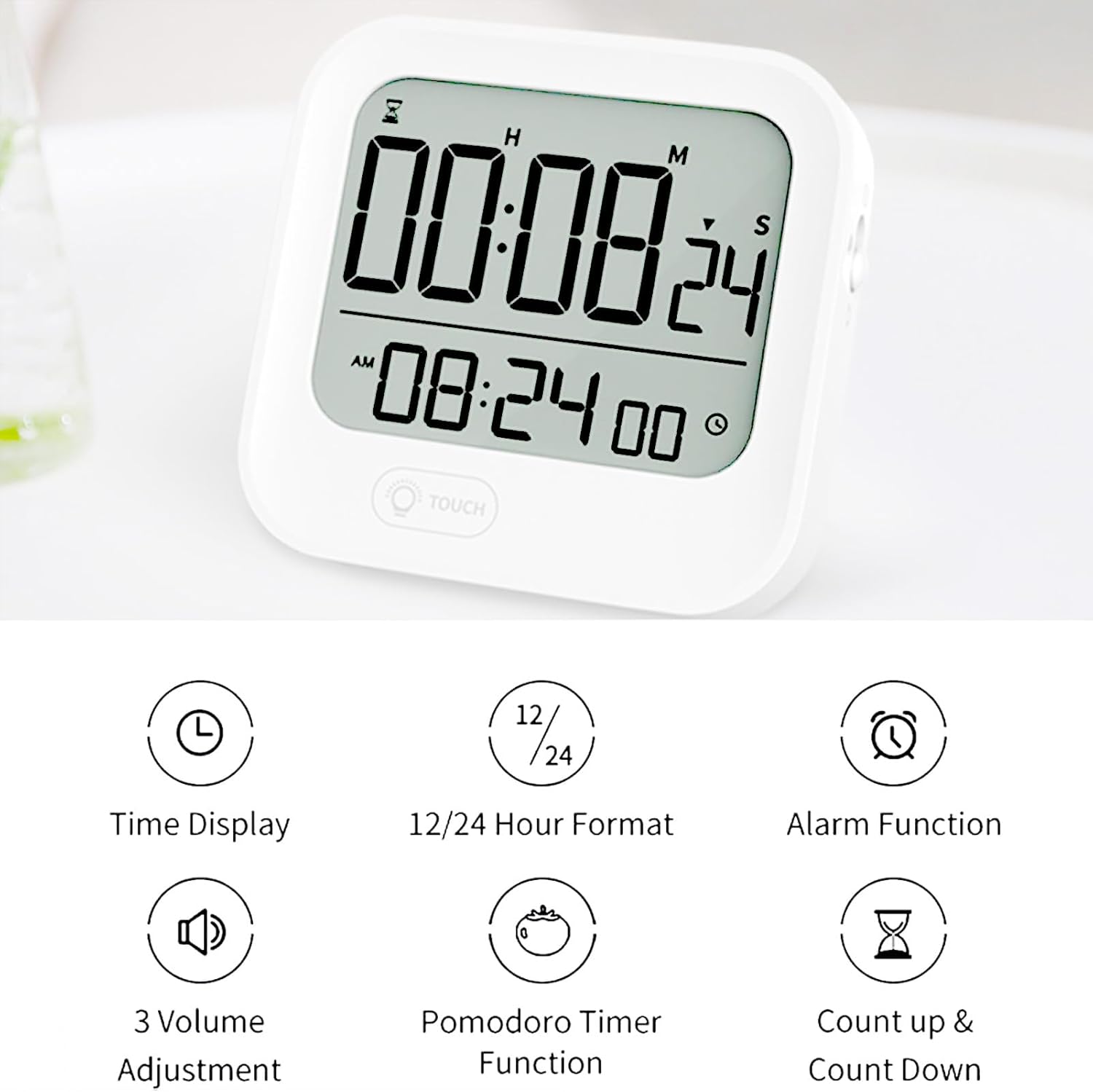 Small Vibrating Alarm Clock with Pomodoro Timer