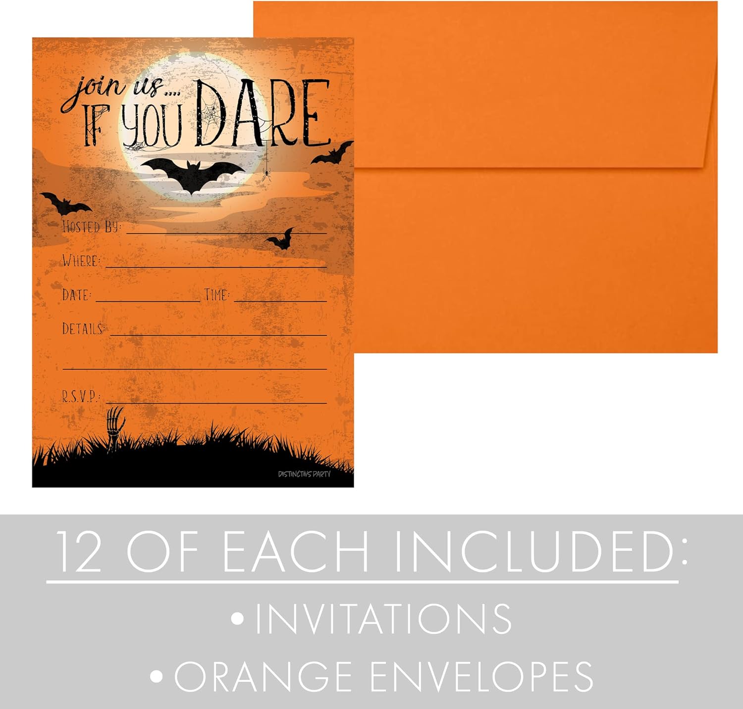 DISTINCTIVS Halloween Party Invitations with Envelopes