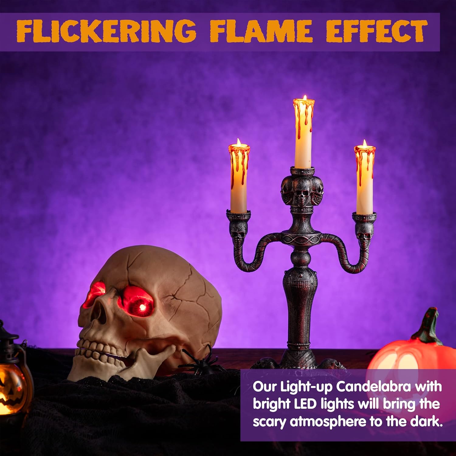 JOYIN 2 Pcs LED Candelabra Halloween Decorations