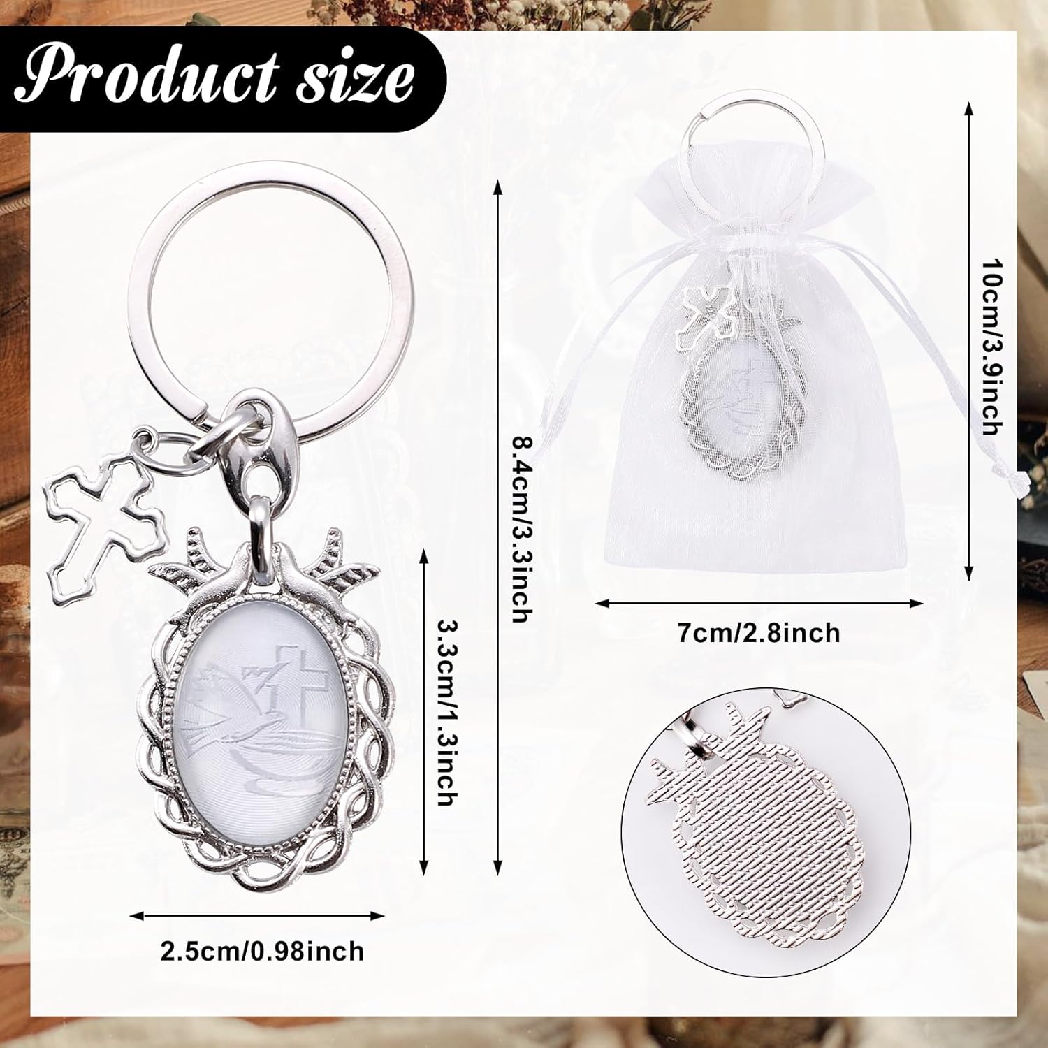 12 Pcs Holy Spirit Keychain Baptism Party Favors