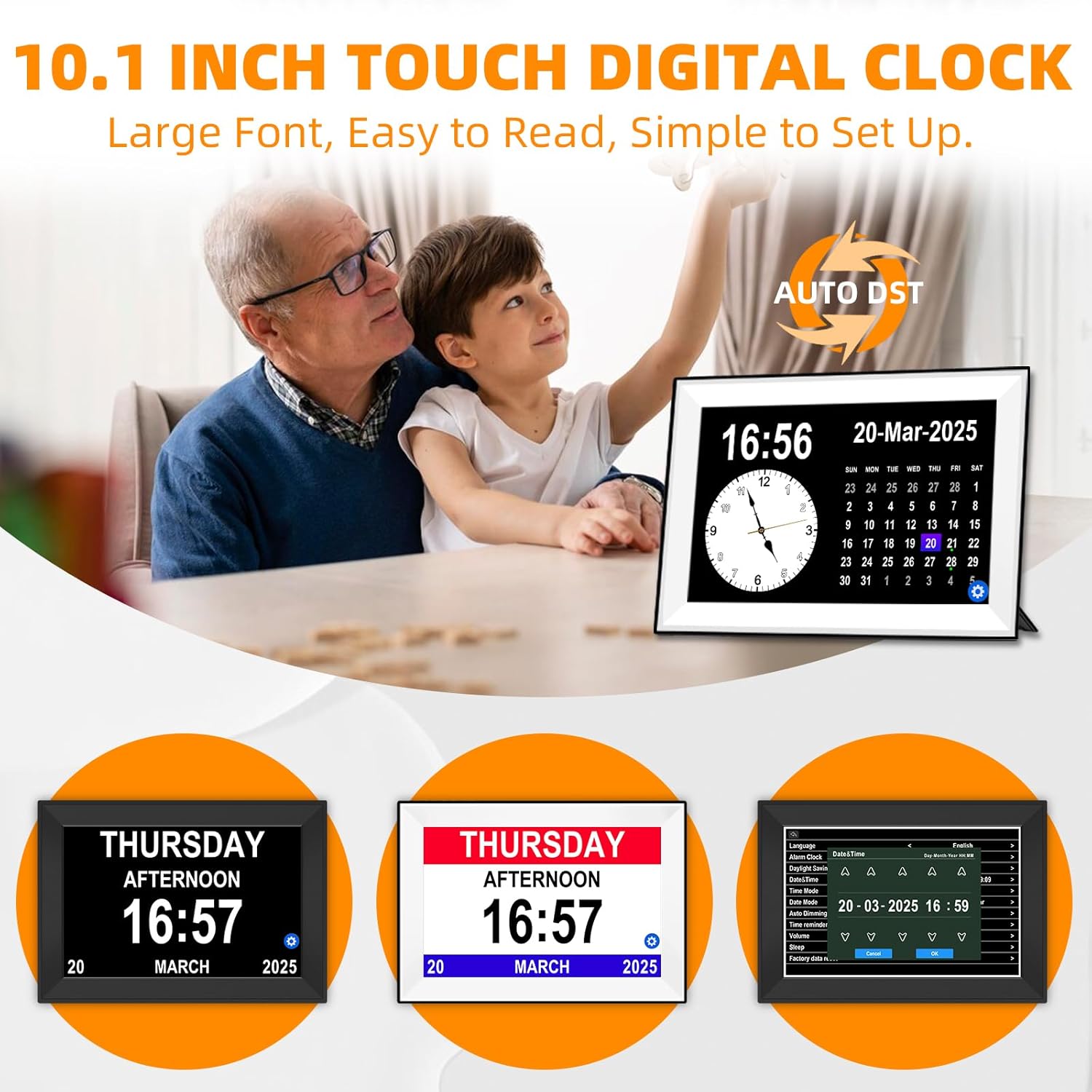 101 Touchscreen Digital Clock with 64 Alarms for Seniors