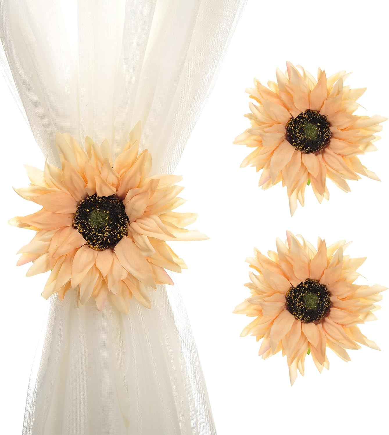 SUQ I OME 2 Pack Light Yellow Sunflower Curtain Clips