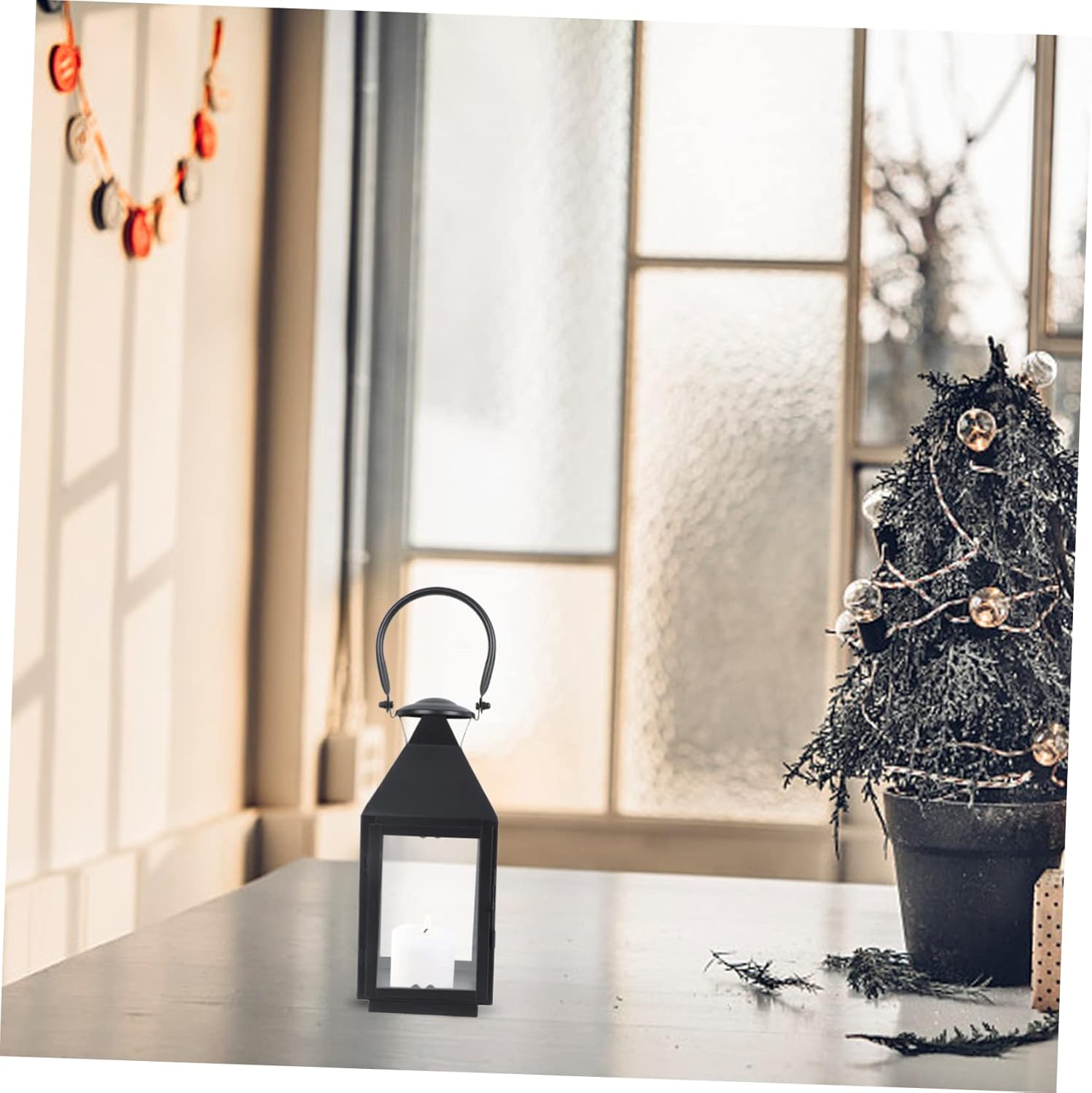 Cabilock Vintage Wrought Iron Wind Lantern Candleholder