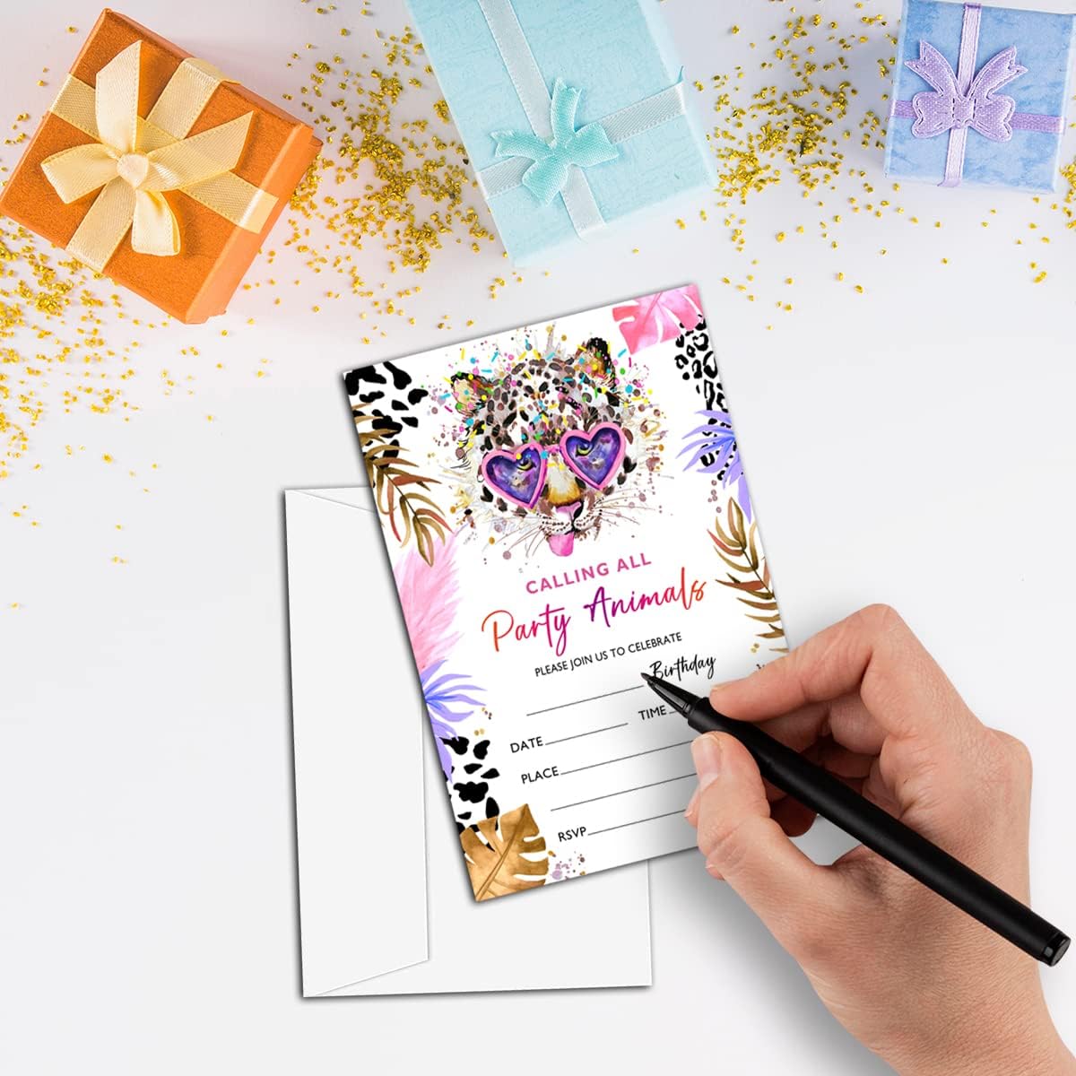 NYCTUG Leopard Print Birthday Invitations for Teens