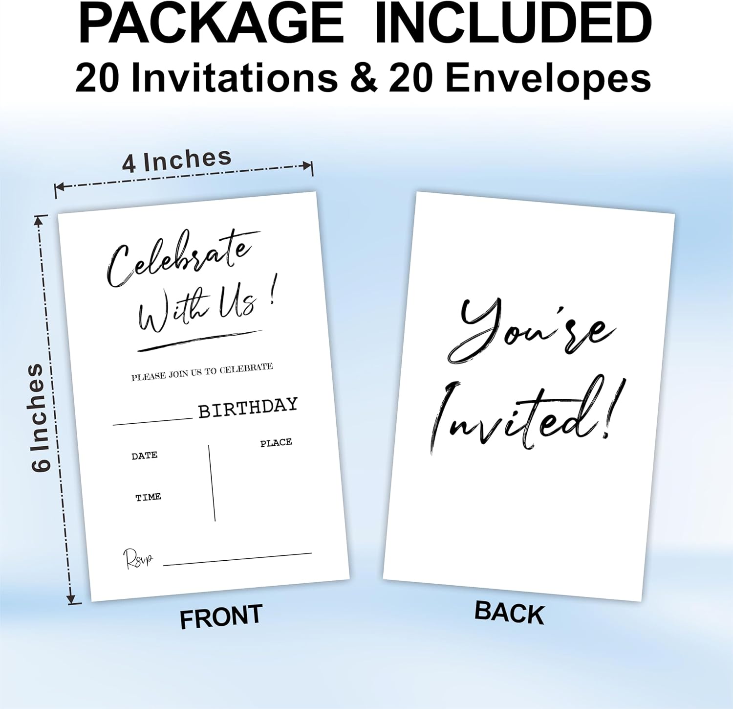 Tabyon Birthday Invitations Double Sided 20 Pcs Pearl White