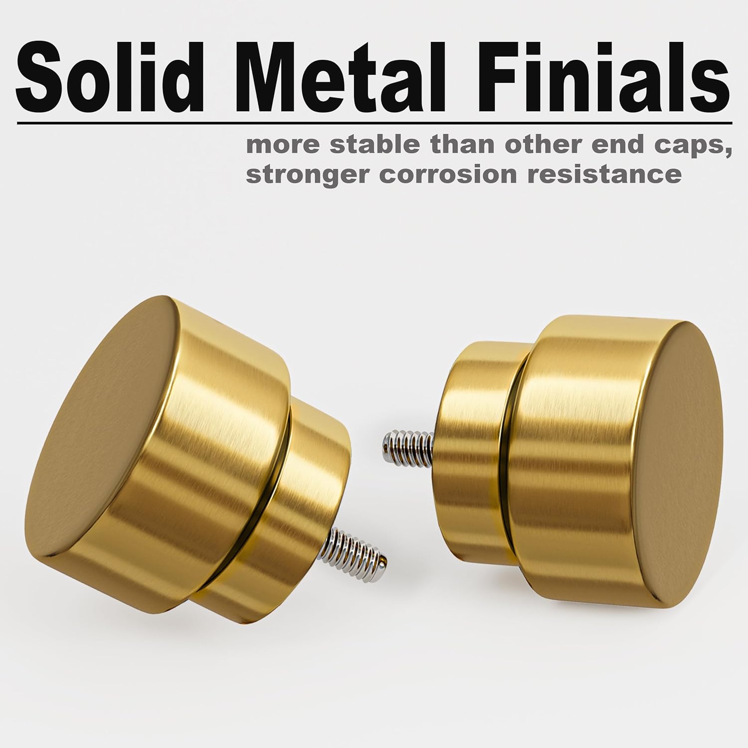 Modern Gold Curtain Rod with Solid Metal Finials 1 Diameter