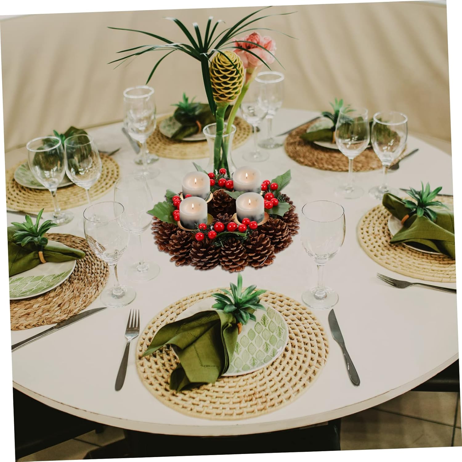 MUCKLILY Christmas Candle Wreath Holder