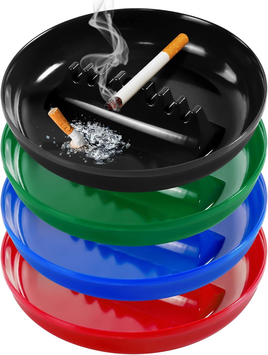 Grovind Plastic Ashtrays Pack of 4 Colors Mixed