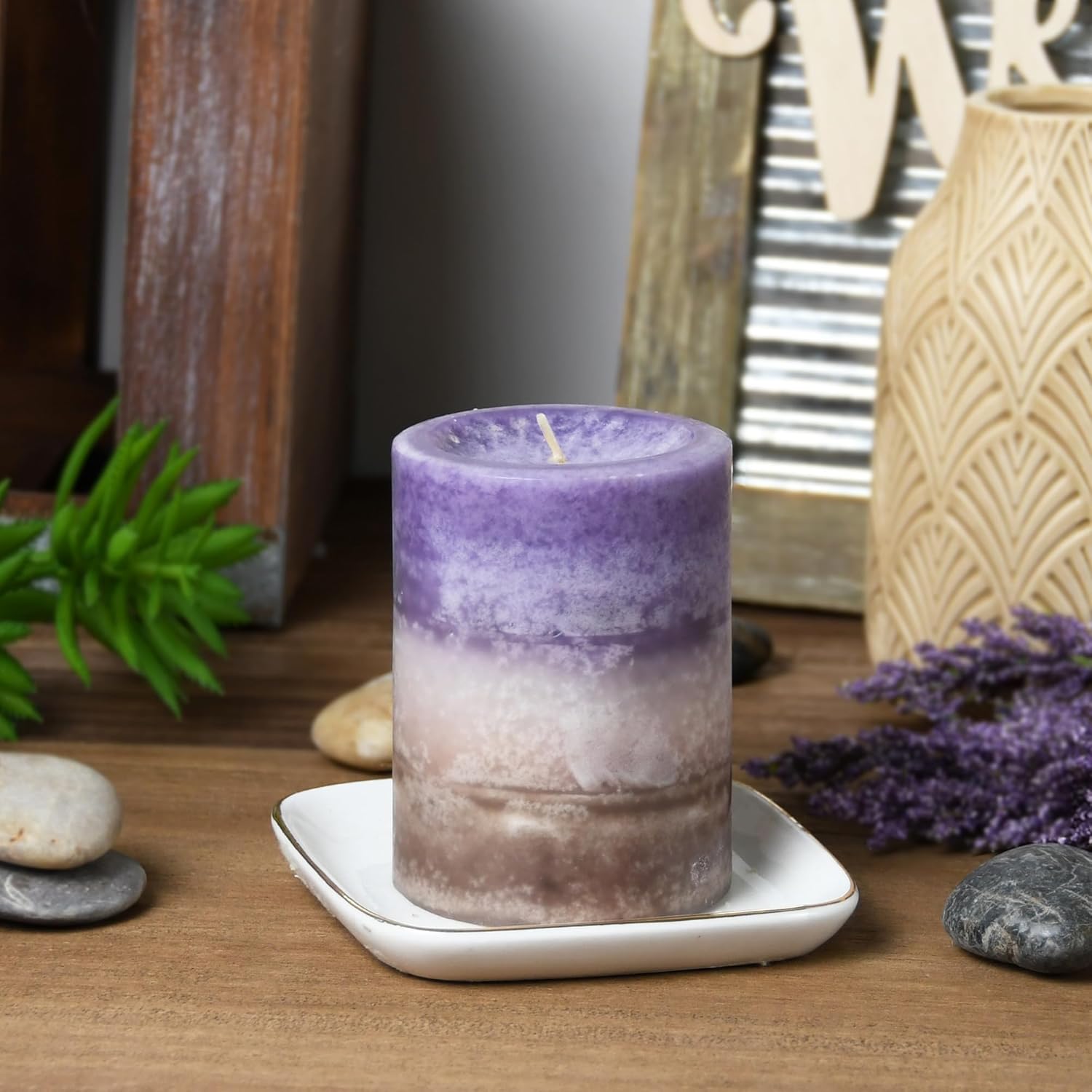4 Inch Purple Sand Scented Pillar Candle 1