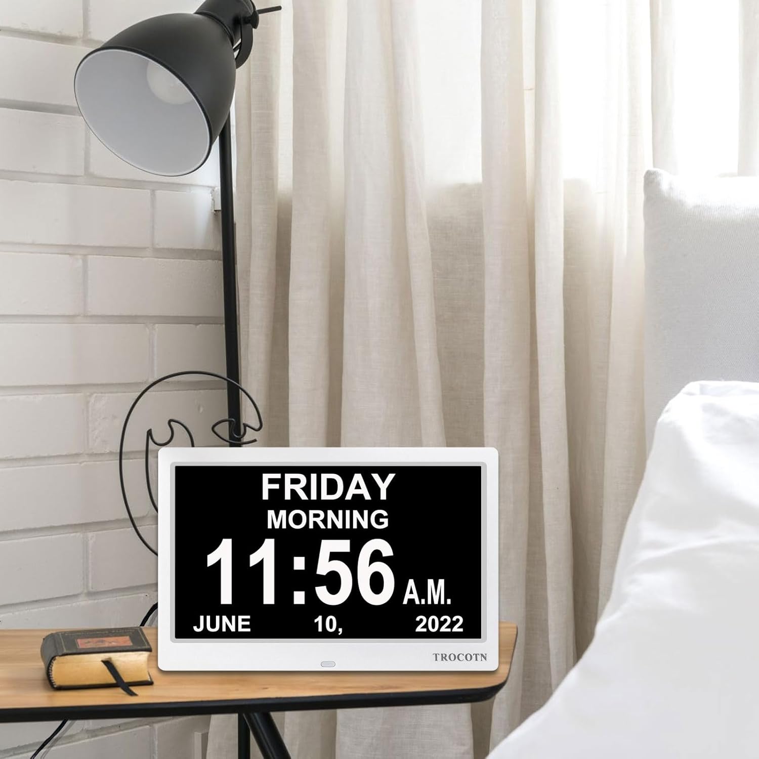 TROCOTN 10 Inch Digital Clock with 5 Display Modes and 12 Custom Alarms