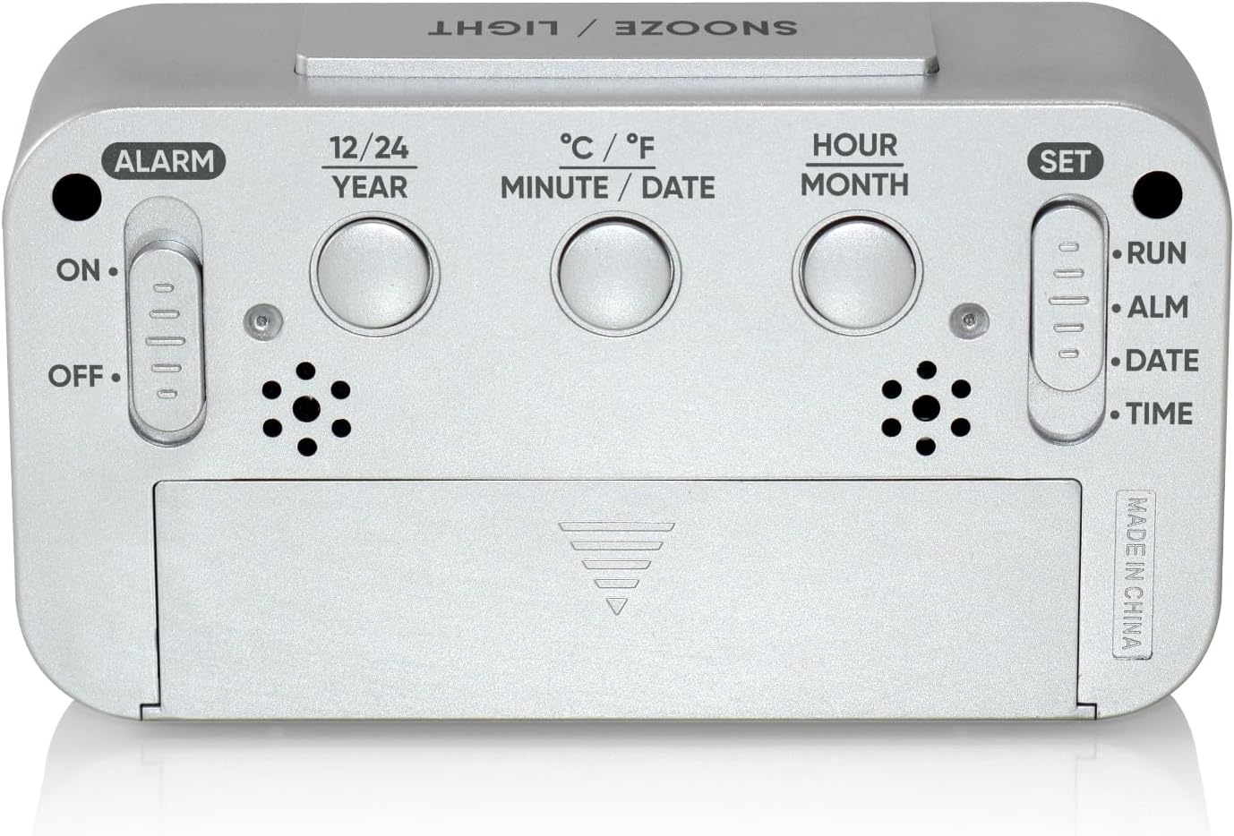 Westclox Digital Alarm Clock with Blue Backlight Temperature and Date Display Silver