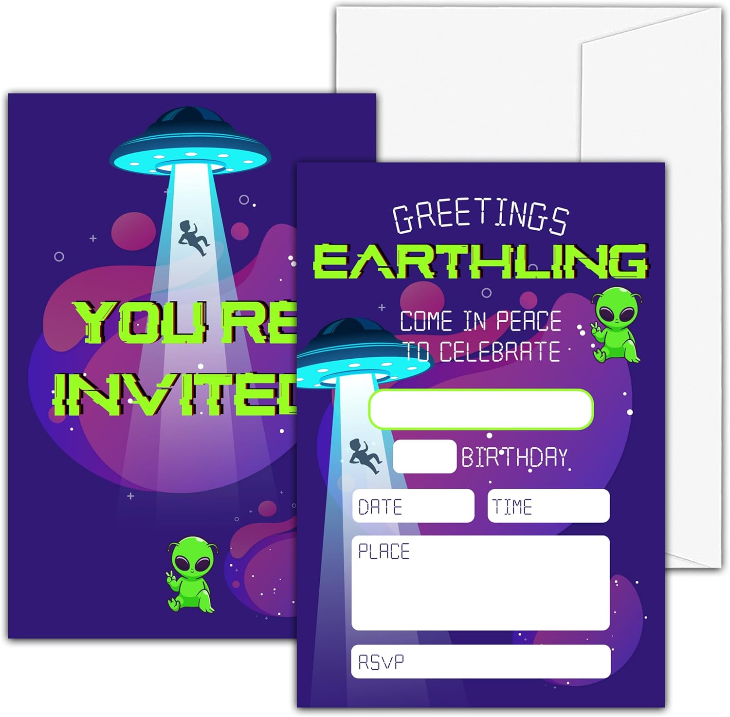 Alien Birthday Invitations 20 Piece Set