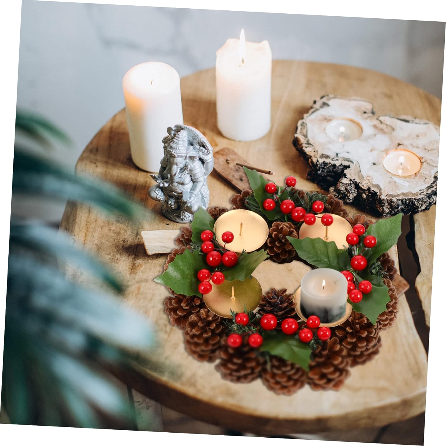 MUCKLILY Christmas Candle Wreath Holder