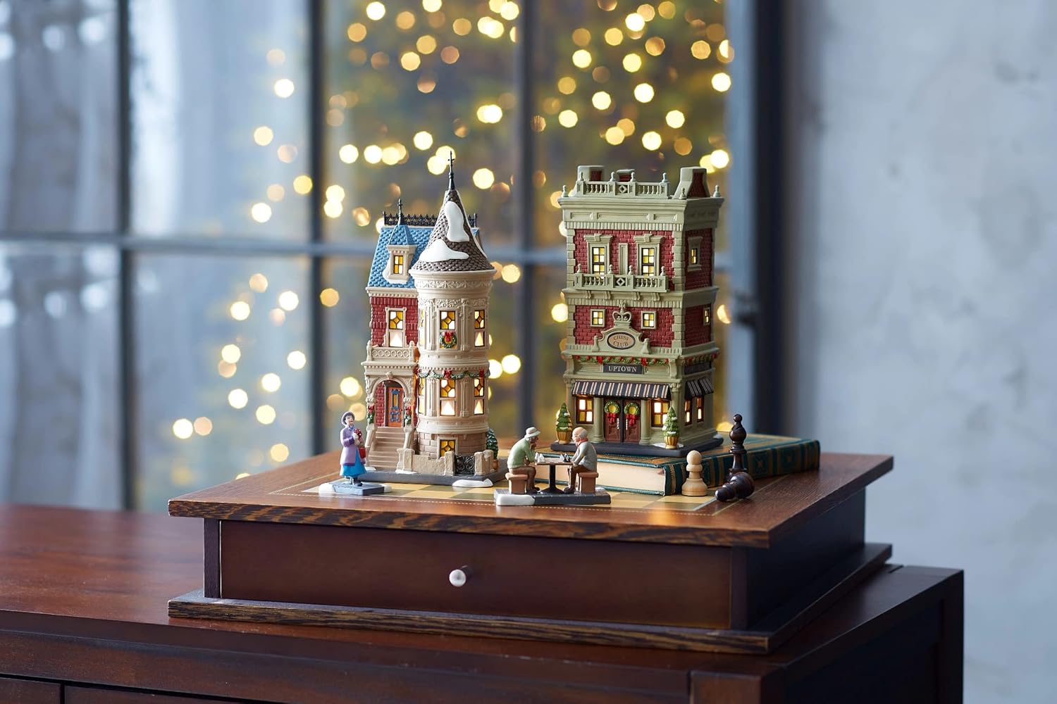 Department 56 Christmas in The City Village Uptown Chess Club Light Building
