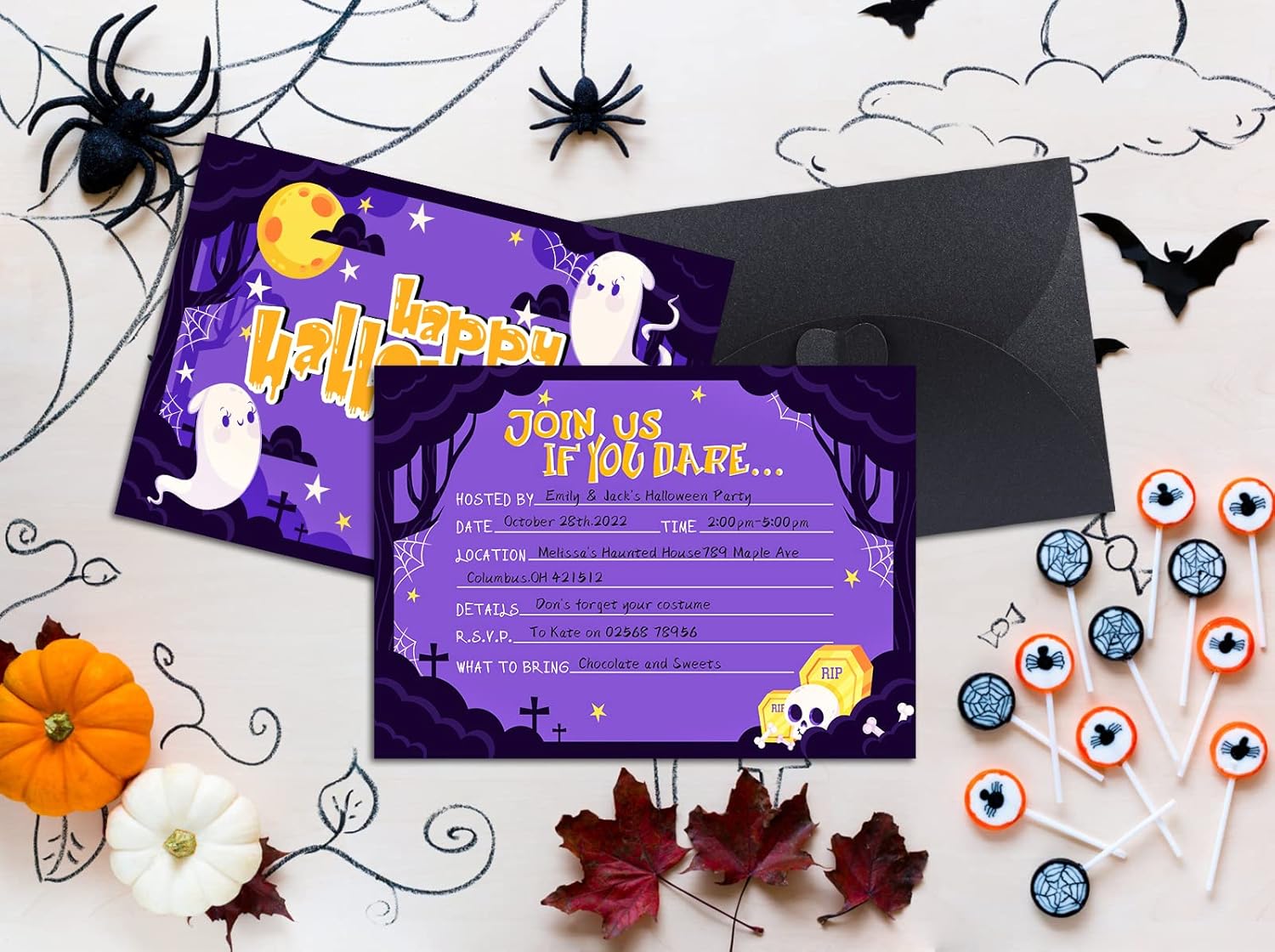FaCraft Halloween Party Invitations 12pcs with Envelopes