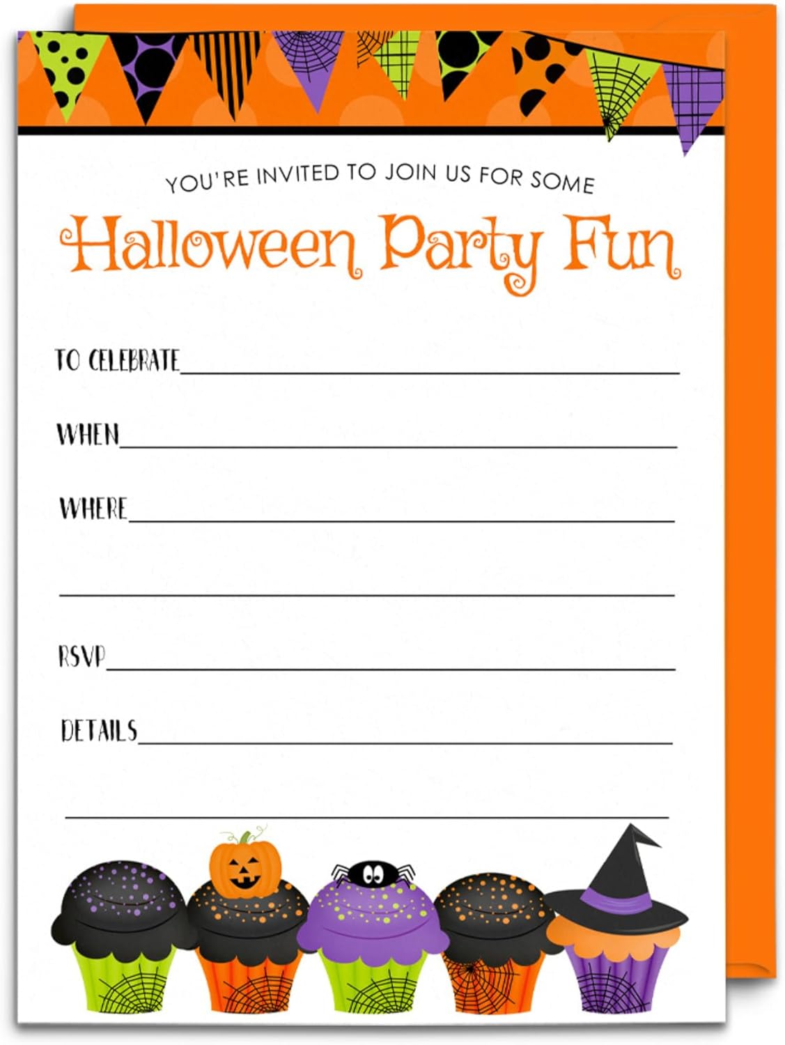 Halloween Birthday Invitations with Envelopes Set of 15