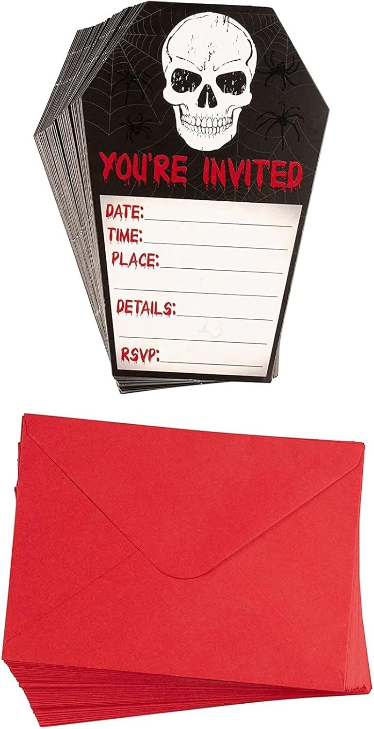 Juvale Halloween Invitation Cards 60-Pack Skull Design