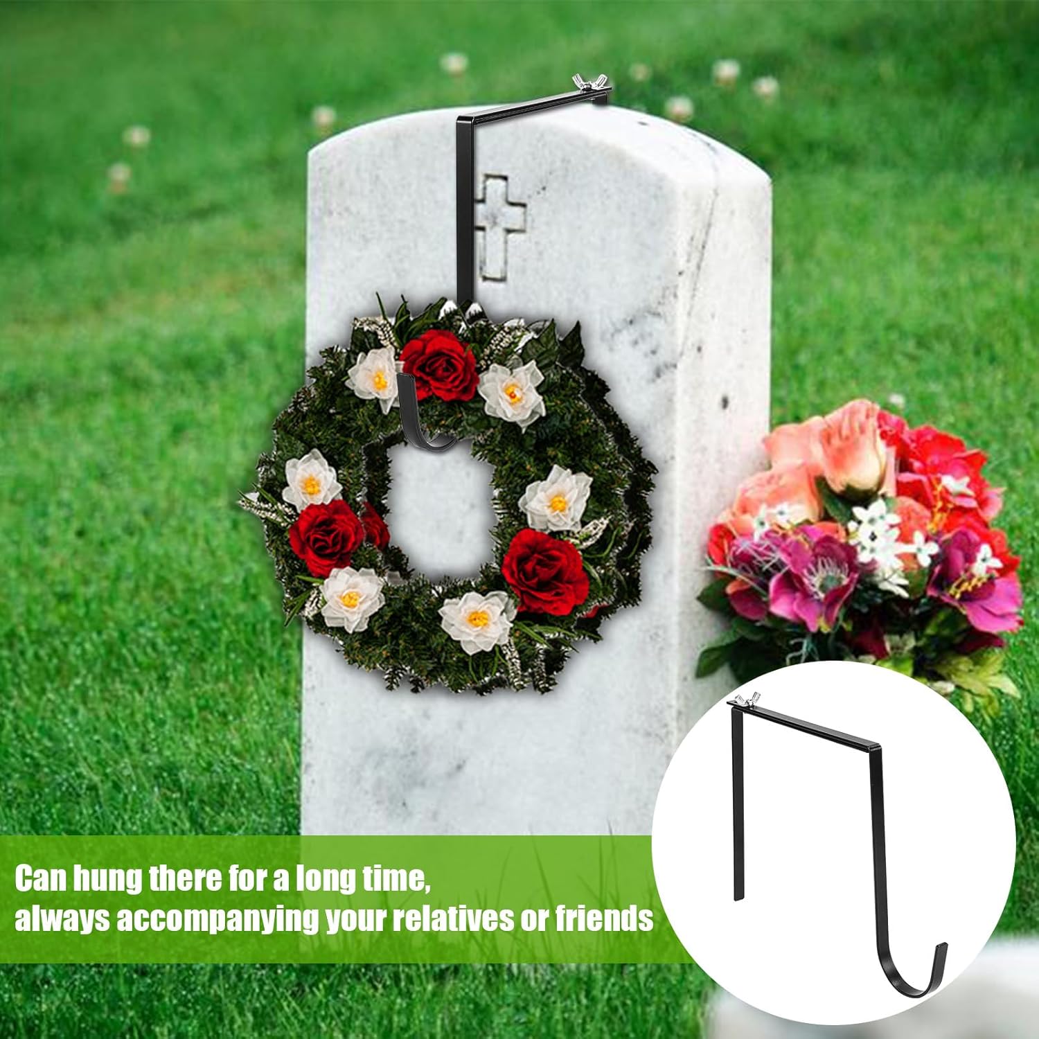 Adjustable Wreath Hanger for Headstones Durable Stainless Steel 6-11 Inch Fit