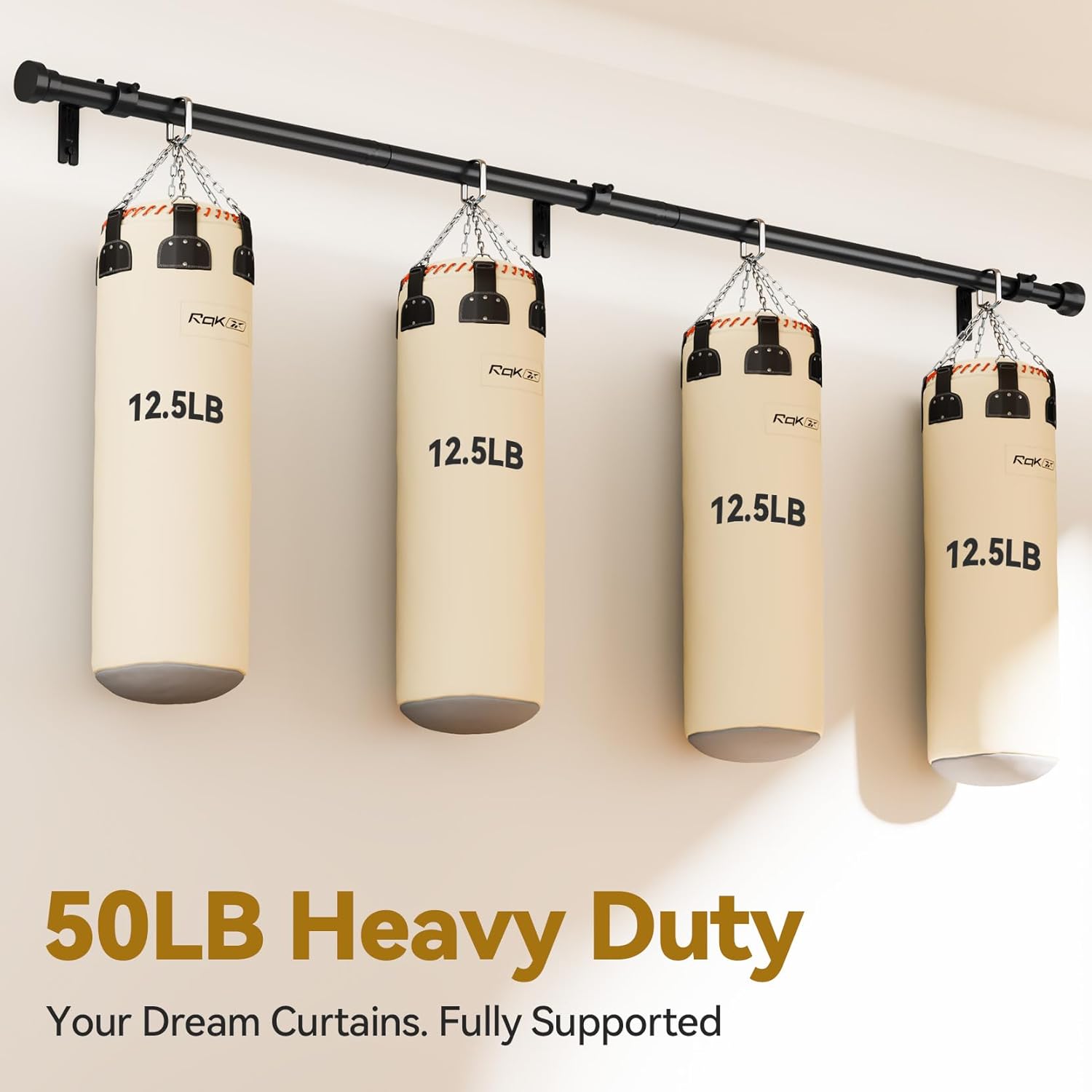 YaFex 1 Inch Heavy Duty Curtain Rod with Matte Black Finish