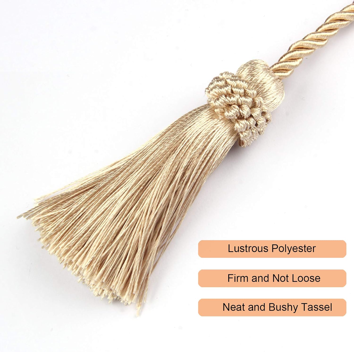 Fenghuangwu Curtain Tiebacks Handmade Decorative Holdbacks Rope with Tassel 2P
