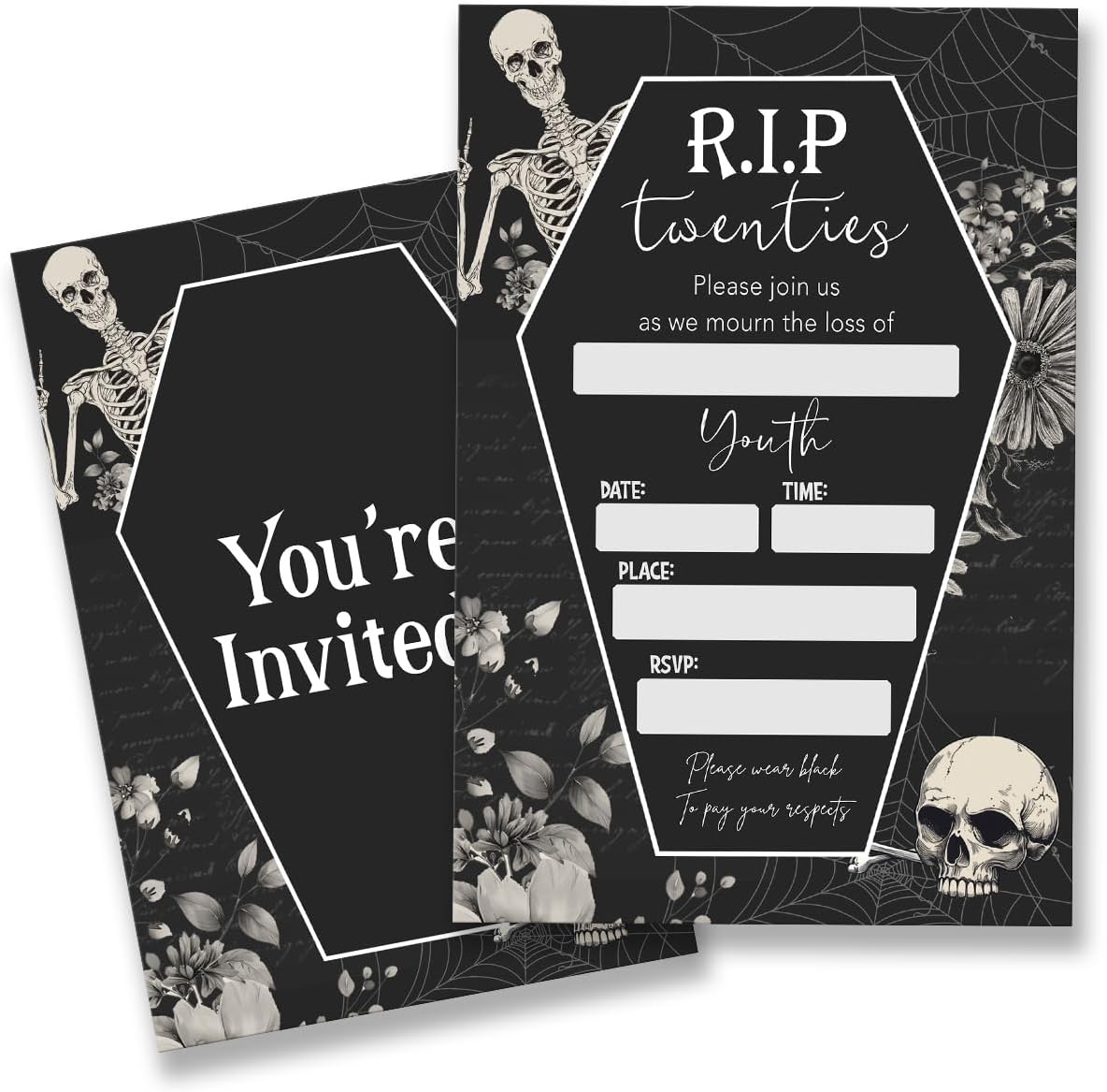 Halloween Party Invites Set of 20 with Envelopes Double Sided Blank Cards