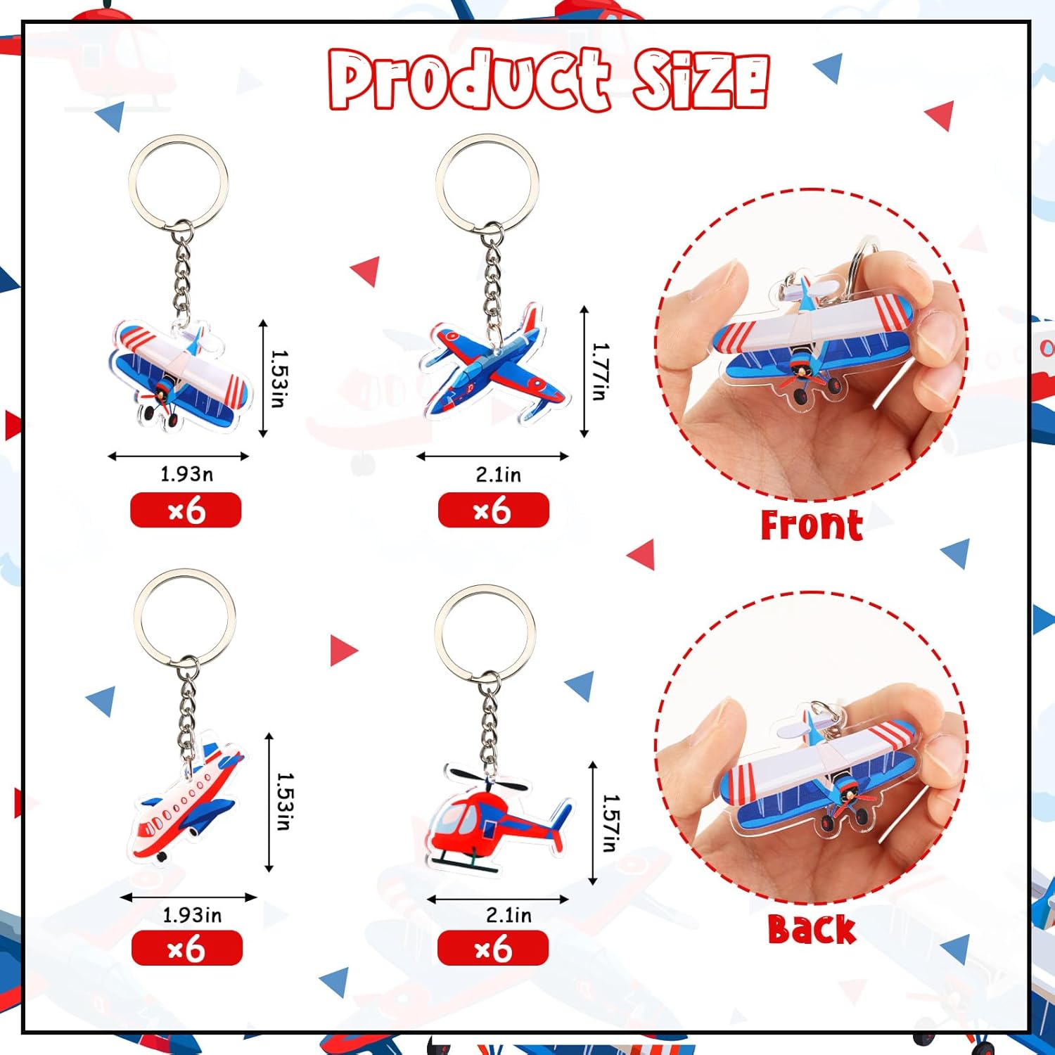Serencatcher Airplane Keychain Set 12pcs