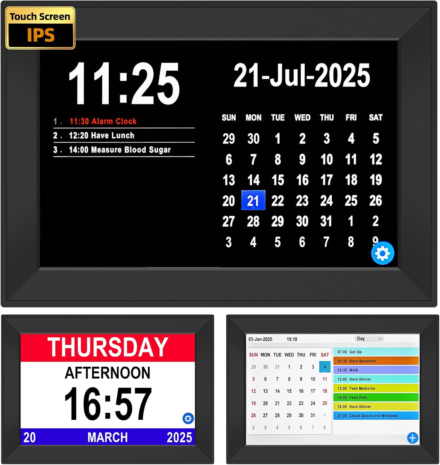 101 Touchscreen Digital Clock with 64 Alarms for Seniors
