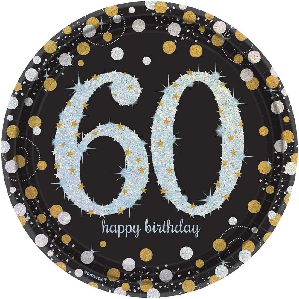 Amscan Sparkling Celebration 60 Round Plates 9 Inch Pack of 8