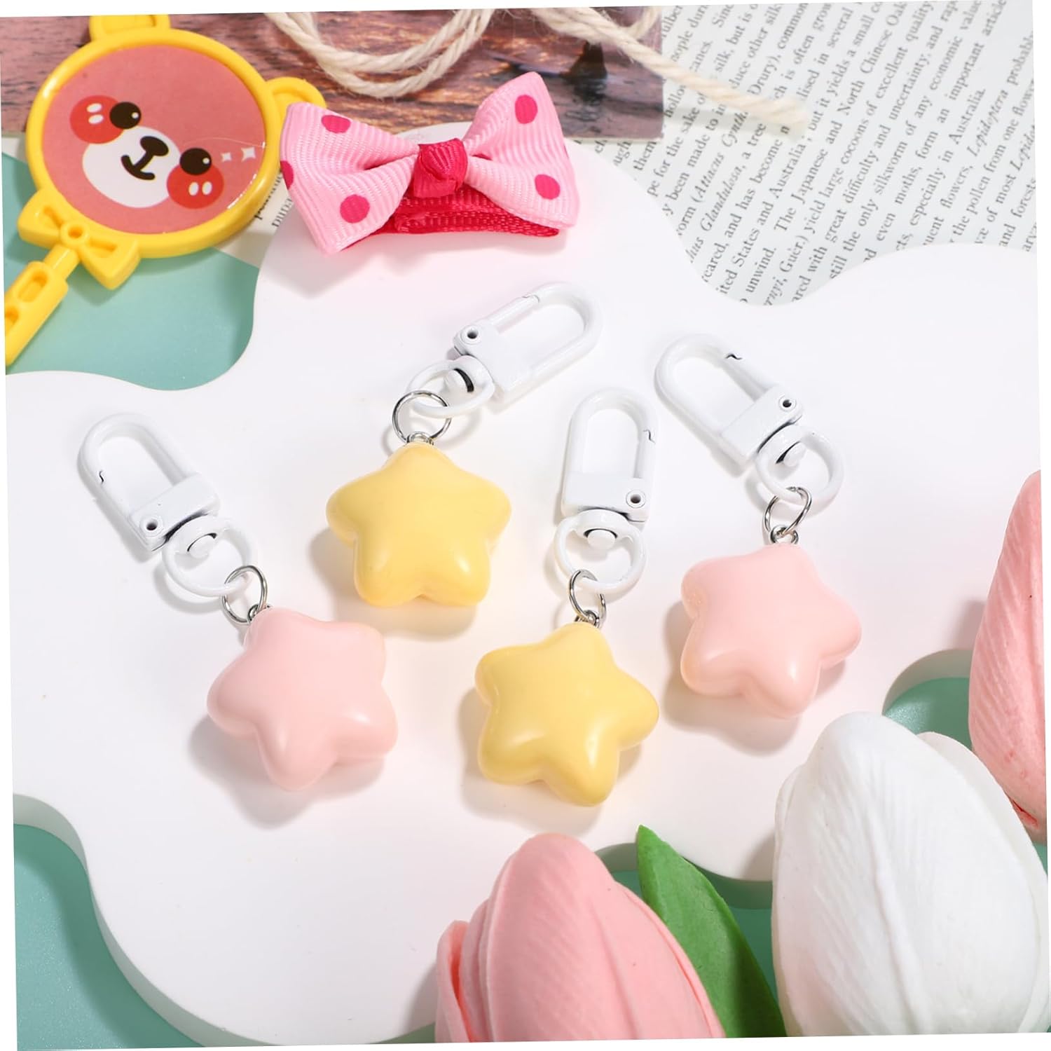 10pcs Cute Star Key Charms Adorable Kawaii Keyrings