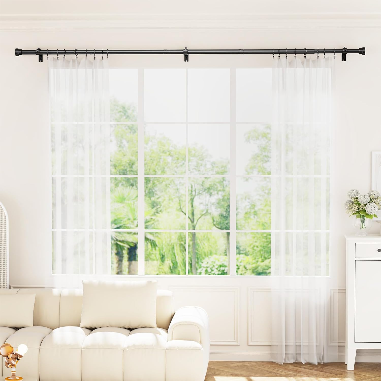 YaFex 1 Inch Heavy Duty Curtain Rod with Matte Black Finish