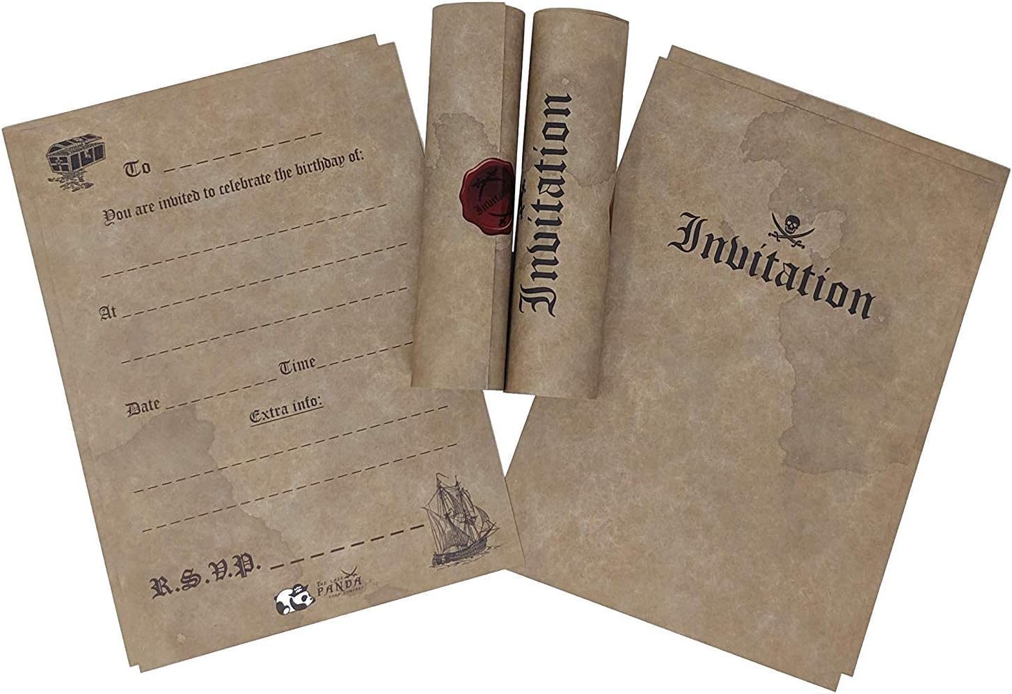 20 Pirate Birthday Invitations Roll Up Pirate Scrolls
