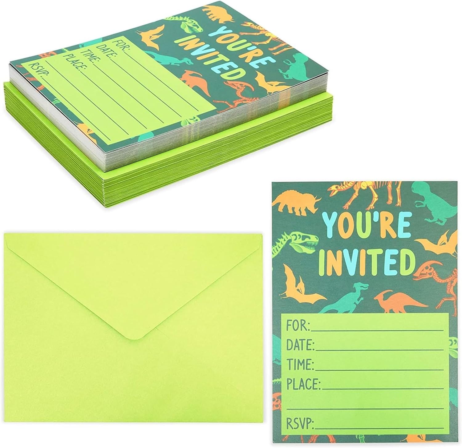 Blue Panda Green Dinosaur Party Invitations 5x7 36 Pack Kids Birthday Invites